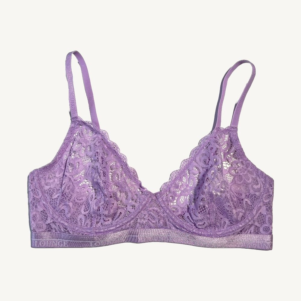 Lounge Lace Purple Balcony Bra Size 34D